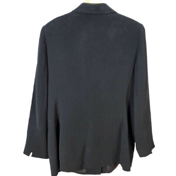 Kasper ASL Blazer Jacket Black Plus Size 16 Lined Long Sleeve One Button Vintage - Picture 6 of 9